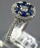 1.01CT DIAMOND & AAA SAPPHIRE 18KT WHITE GOLD 3D ROUND FLOWER HALO FILIGREE RING