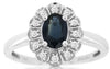1.15CT DIAMOND & AAA SAPPHIRE 14KT WHITE GOLD 3D FILIGREE OVAL ENGAGEMENT RING