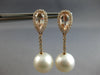 ESTATE LARGE 2.80CT DIAMOND & AAA MORGANITE & PINK PEARL 18K ROSE GOLD HANGING EARRINGS