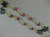 ANTIQUE LONG AAA HEMATITE & RUBY 18KT YELLOW GOLD 3D SHOOTING STAR FUN NECKLACE