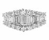 1.53CT DIAMOND 18KT WHITE GOLD ROUND & BAGUETTE 3 ROW WEDDING ANNIVERSARY RING