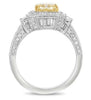 LARGE 2.99CT WHITE & FANCY YELLOW DIAMOND 18KT 2 TONE GOLD 3D ENGAGEMENT RING