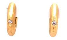 .06CT DIAMOND 18KT YELLOW GOLD CLASSIC SOLITAIRE ETOILE HUGGIE HANGING EARRINGS