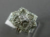 ESTATE WIDE .30CT ROUND DIAMOND 14K WHITE GOLD 3D PAVE ETOILE SQUARE FLOWER RING