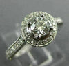 ESTATE 1.0CT DIAMOND 14KT WHITE GOLD ROUND HALO SEMI ETERNITY ENGAGEMENT RING