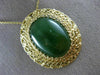 ANTIQUE LARGE AAA GREEN JADE 14K YELLOW GOLD CLASSIC FILIGREE PIN PENDANT #21962