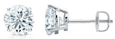 ESTATE 1.70CT DIAMOND 14KT WHITE GOLD SOLITAIRE 4 PRONG SCREWBACK STUD EARRINGS
