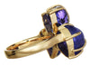 ESTATE LARGE 15.91CT AAA TANZANITE 18KT YELLOW GOLD MULTI SHAPE FLOWER FUN RING