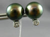 ESTATE .15CT DIAMOND & AAA TAHITIAN PEARL 14K WHITE GOLD 3D ETOILE STUD EARRINGS