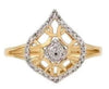 ESTATE .13CT DIAMOND 14KT 2 TONE GOLD 3D CLASSIC PAVE LEAF CRISS CROSS FUN RING