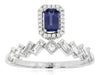 .68CT DIAMOND & AAA SAPPHIRE 14K WHITE GOLD BAGUETTE PRINCESS & ROUND CROWN RING