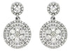 .86CT DIAMOND 14KT WHITE GOLD 3D FLOWER DOUBLE HALO CLASSIC HANGING EARRINGS