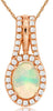 1.14CT DIAMOND & AAA OPAL 14K ROSE GOLD 3D OVAL & ROUND CLASSIC HALO FUN PENDANT