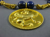 ESTATE LARGE AAA LAPIS 18KT YELLOW GOLD 3D CLASSIC FILIGREE DRAGON FUN NECKLACE