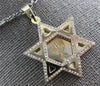 LARGE .52CT DIAMOND 14KT 2 TONE GOLD 3D STAR OF DAVID MENORAH FLOATING PENDANT