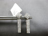 1.0CT DIAMOND 14K WHITE GOLD PRINCESS INVISIBLE GEOMETRICAL BAR HANGING EARRINGS