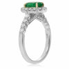 ESTATE 1.76CT DIAMOND & AAA EMERALD 14K 2 TONE GOLD OVAL PYRAMID ENGAGEMENT RING
