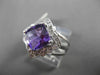 ESTATE LARGE 2.25CTW DIAMOND & AAA EXTRA FACET AMETHYST 14KT WHITE 3D HALO RING