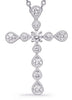 ESTATE .63CT DIAMOND 14K WHITE GOLD 3D FILIGREE CROSS TEAR DROP FLOATING PENDANT
