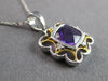 .88CT DIAMOND & AAA AMETHYST 14KT 2 TONE GOLD 3D FLORAL SQUARE FLOATING PENDANT