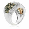 ESTATE LARGE 2.55CT WHITE & CHOCOLATE FANCY DIAMOND 18KT WHITE & ROSE GOLD RING