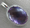 ESTATE EXTRA LARGE 15.68CT DIAMOND & AMETHYST 14KT WHITE GOLD HALO OVAL PENDANT