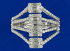 ESTATE LARGE 1CT DIAMOND 18KT WHITE GOLD ROUND & BAGUETTE MULTI ROW PYRAMID RING