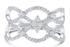 ESTATE WIDE .46CT DIAMOND 14KT WHITE GOLD ROUND INFINITY FLOWER FUN RING