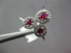 ESTATE 1.57CT DIAMOND & AAA RUBY 14KT WHITE GOLD 3D ROUND HALO FLOWER FUN RING