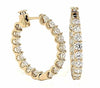 3.14CT DIAMOND 18KT YELLOW GOLD SHARED PRONG LUCIDA HOOP HUGGIE HANGING EARRINGS