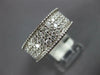 LARGE 1.70CT DIAMOND 14K WHITE GOLD 3 ROW PAVE FILIGREE WEDDING ANNIVERSARY RING