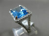 ESTATE LARGE 3.42CT DIAMOND & BLUE TOPAZ 14KT WHITE GOLD 3D RECTANGULAR FUN RING
