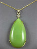 EXTRA LARGE .10CT OLD MINE DIAMOND & AAA JADE 14KT YELLOW GOLD 3D PENDANT 27336