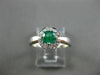 ESTATE .52CT DIAMOND & AAA EMERALD 14KT WHITE GOLD FLOWER ENGAGEMENT RING #15109