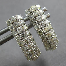 1.20CT DIAMOND 14KT WHITE GOLD CLASSIC 3 ROW OVAL LEVERBACK FUN HANGING EARRINGS