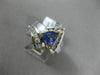 LARGE 1.69CT DIAMOND & AAA TANZANITE 14K 2 TONE GOLD 3D TRILLION ENGAGEMENT RING