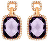LARGE 13.04CT DIAMOND & AAA AMETHYST 14KT ROSE GOLD HALO SQUARE HANGING EARRINGS