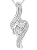 .32CT DIAMOND 18KT WHITE GOLD DOUBLE SOLITAIRE CRISS CROSS LOVE FLOATING PENDANT