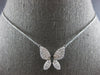 ESTATE .56CT WHITE & BLACK DIAMOND 14KT WHITE GOLD 3D BUTTERFLY LOVE NECKLACE