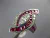 ESTATE LARGE 3.57CT DIAMOND & AAA RUBY 14K WHITE GOLD MARQUISE FILIGREE FUN RING