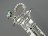 ESTATE LARGE .34CT DIAMOND & AAA EMERALD 14KT WHITE GOLD 3D SNAKE SWIRL FUN RING