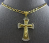 ESTATE LARGE .40CT DIAMOND 14KT YELLOW GOLD 3D CRUCIFIX CROSS MENS NECKLACE
