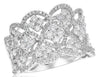 WIDE 1.49CT DIAMOND 18KT WHITE GOLD MULTI FLOWER INTERTWINING ANNIVERSARY RING