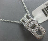 ESTATE .30CT DIAMOND 14KT WHITE GOLD 3D I LOVE YOU RECTANGULAR FLOATING PENDANT