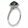 2.12CT DIAMOND & AAA GREEN SAPPHIRE 18KT WHITE GOLD 3D CABOCHON ENGAGEMENT RING