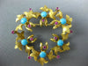 ANTIQUE AAA TURQUOISE RUBY 18K YELLOW GOLD FLORAL WREATH CIRCLE BROOCH PIN #1956