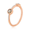 .38CT WHITE & CHOCOLATE FANCY DIAMOND 18KT ROSE GOLD DOUBLE SOLITAIRE LOVE RING
