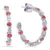 1.24CT DIAMOND & AAA RUBY 14K WHITE GOLD OPEN HOOP FILIGREE FUN HANGING EARRINGS