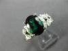 ESTATE LARGE 2.7CT DIAMOND & AAA GREEN TOURMALINE 14K WHITE GOLD ENGAGEMENT RING