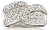 WIDE .48CT DIAMOND 14KT WHITE GOLD 3D MULTI ROW CRISS CROSS INFINITY LOVE RING